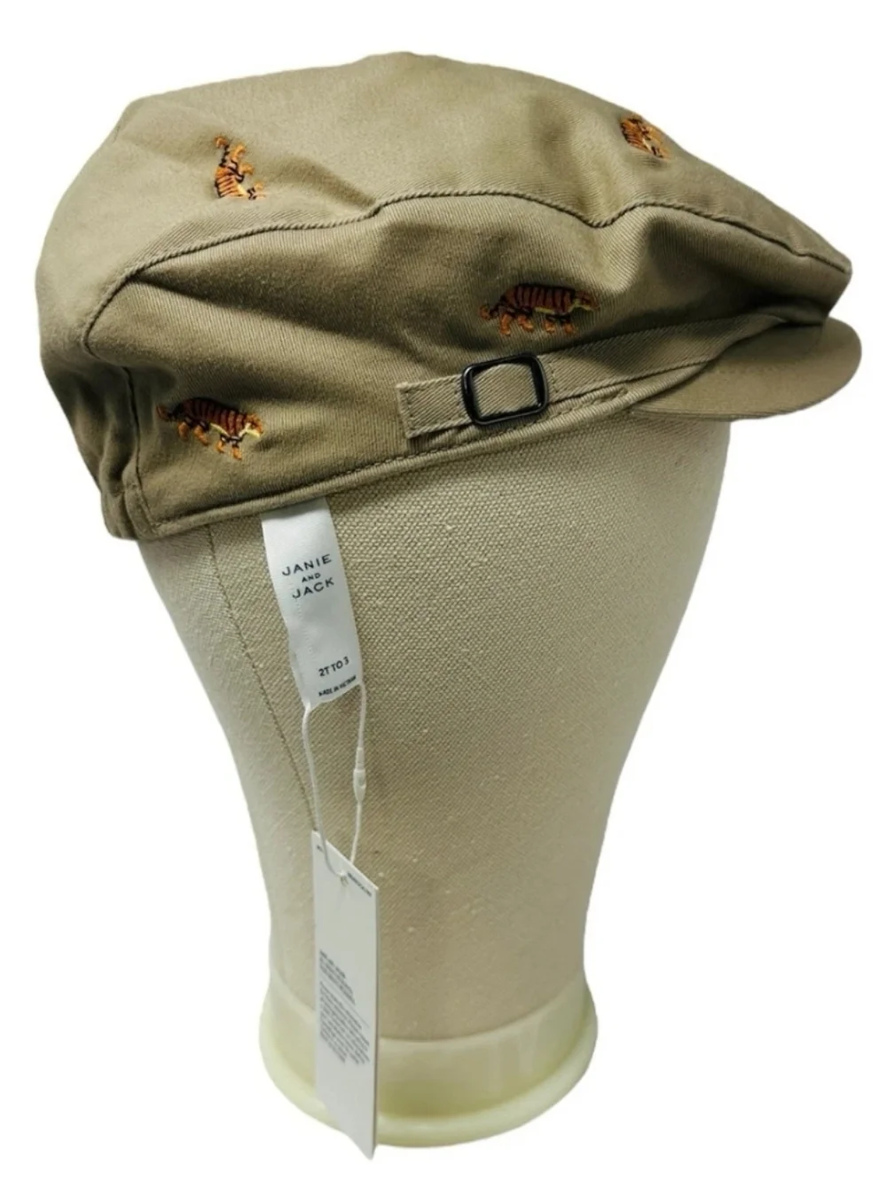 Janie & Jack Beige Embroidered Tiger Newsboy Cap 3512-AJ